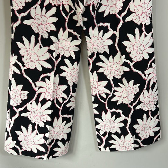 VALENTINO Floral Virgin Wool Silk Flare Pant Cropped Black White Designer 4 NEW - Picture 10 of 15